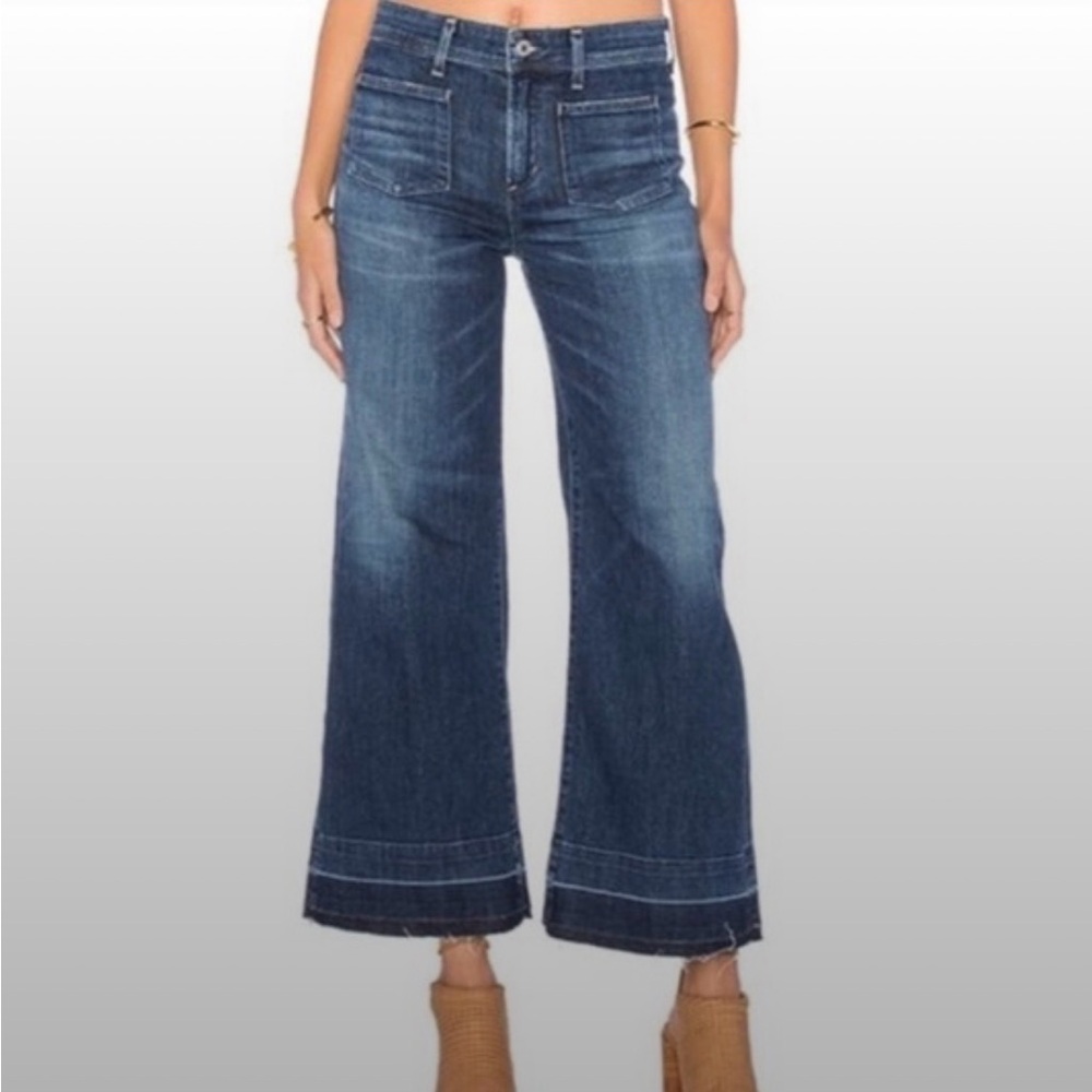 Agolde Wide Leg Blue Crop Jeans Size 28